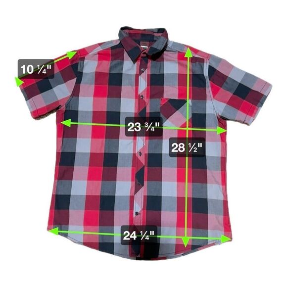 Tony Hawk Mens XXL Red & Black Plaid Short Sleeve Button-Up Shirt Bulldogs UGA - Picture 5 of 6